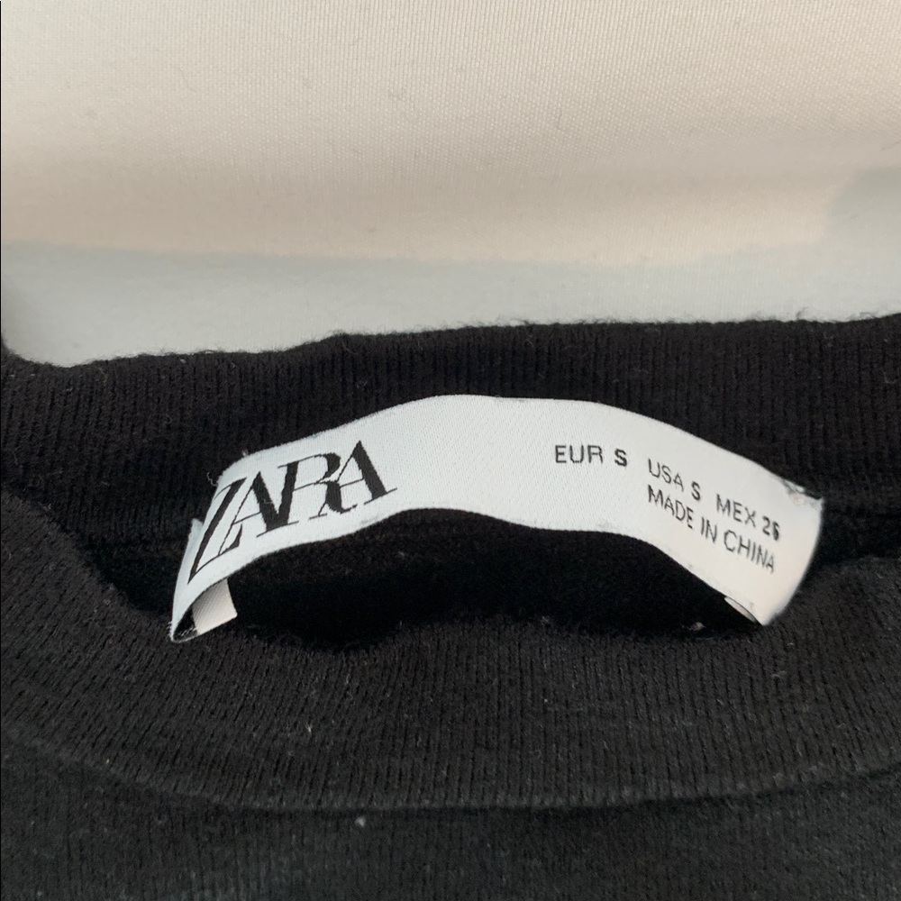 Zara Black Crewneck Sweater with Gold Button Detail - Picture 3 of 4